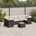 thumbnail image 1 of vidaXL 8 Piece Garden Sofa Set with Cushions Black Poly Rattan, 1 of 5