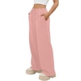 thumbnail image 4 of Ashirexll Wide Leg Sweatpants Women Elastic Tie Casual Solid High Waist Wide Long Sweatpants for Fall Winter Daily Wear, 4 of 7