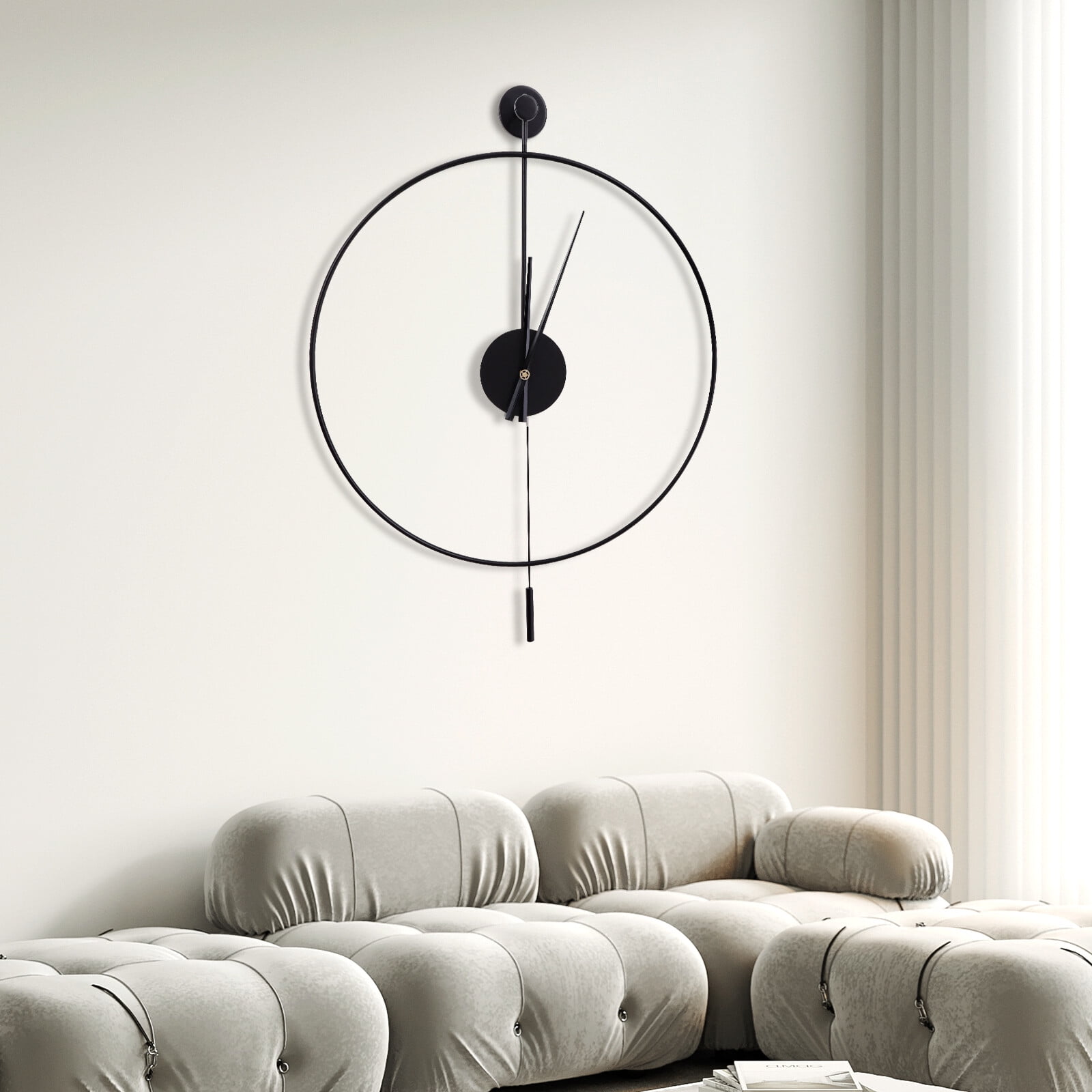 Classical Large Decorative Wall Clock with Pendulum Non-Ticking Silent Metal Wall Clocks for Living Room
