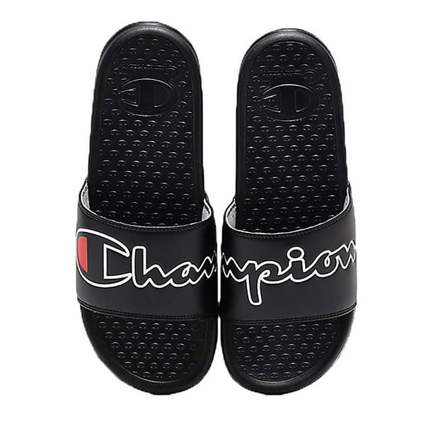 Champion - Champion Mens Super Split Script Slide, Adult, Black/White ...