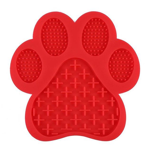 Paquete de 1 alfombrilla roja para lamer para perros, alfombrilla de silicona para lamer perros, tratamiento lento para perros, almohadilla de alimentación lenta de silicona para gatos y perros con s