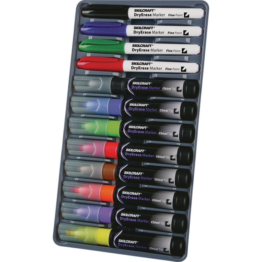 SKILCRAFT, NSN3656126, 12Marker Dry Erase System, 12/Kit