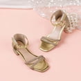 thumbnail image 3 of Girls Sandals Flower Girl Low Heel Open Toe Dress Shoes Wedding Party Pumps, Evening Shoes(Gold,5.5-6 Years), 3 of 8
