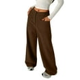 thumbnail image 2 of Girls Casual Pants Casual Pants Girls Solid Corduroy Wide Leg Pants for Kids - Button Front Zipper Straight Leg Everyday Casual Wear, 2 of 8