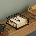thumbnail image 2 of Flat Metal Square Napkin Holder with Weighted Arm and a Wooden Tray Perfect for Adorning Dining Table, Kitchen Countertop and Napkin Holder for Bathroom also Good for Outdoor Table at Restaurant, 2 of 6