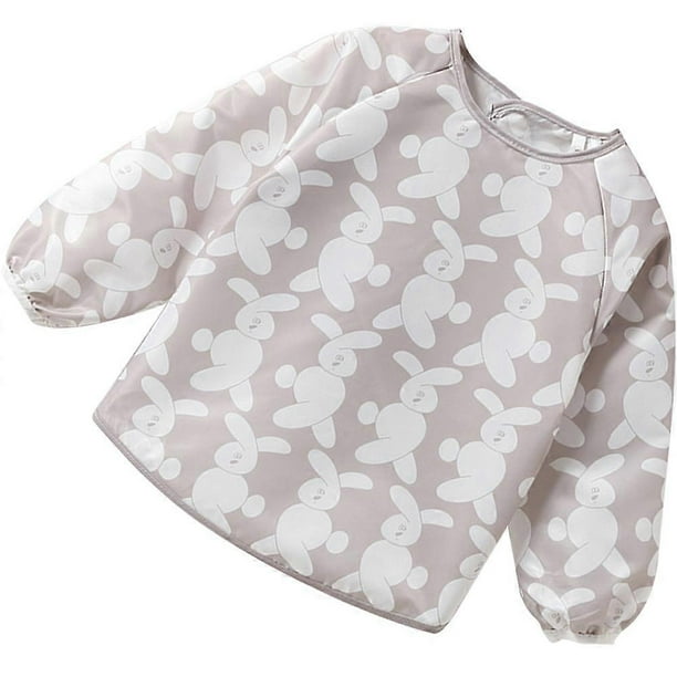 Kids Smock Apron Baby Eating Bibs for Kids Assorted Color Polyester Material Waterproof Keep Clothes Clean 1Set