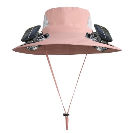GJX Solar Fan Hat with 2 Fans Extra Wide Brim Outdoor Women Men Solar Powered Fishing Sun Hats UPF 50+ UV Protection