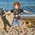 thumbnail image 3 of FORMRS Boys Rash Guard with Short Sleeves UPF 50+ Swim Shirts Sizes 3-12T, Black Chocolate Cakes, 3 of 6