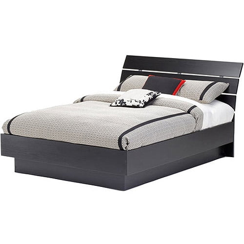 Laguna Full Platform Bed With Headboard, Black Woodgrain   Walmart 