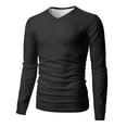 thumbnail image 6 of Men's V Neck Long Sleeve Casual T-Shirt Classic Basic Solid Tee Shirts Black 2XL, 6 of 6