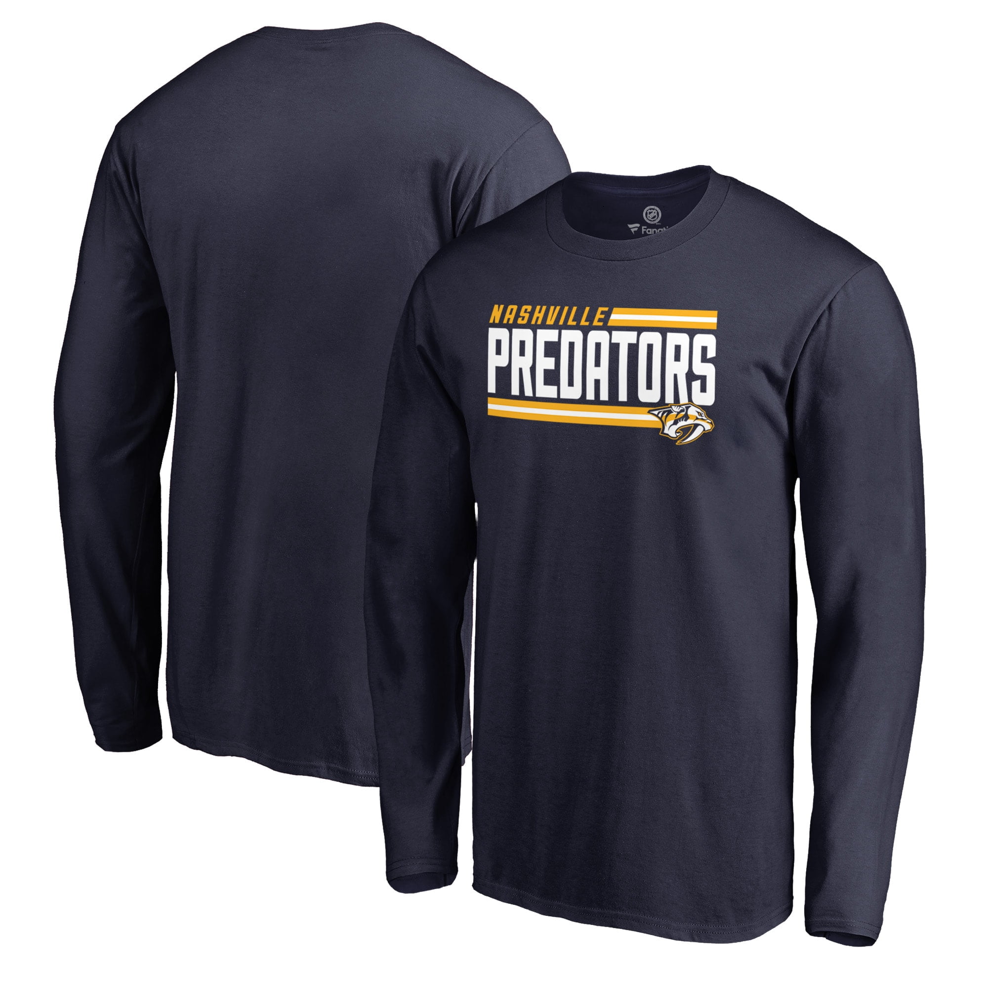 Nashville Predators Fanatics Branded Iconic Collection On Side Stripe Long Sleeve T-Shirt - Navy 