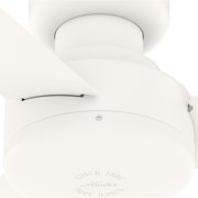 Hunter 44 inch Indoor Ceiling Fan No Light - White Modern Ceiling Fan without Light, 3 Blades, Low Profile Mount, For Bedroom, Living Room, or Kitchen, Wall Control - Presto 52402, Matte White