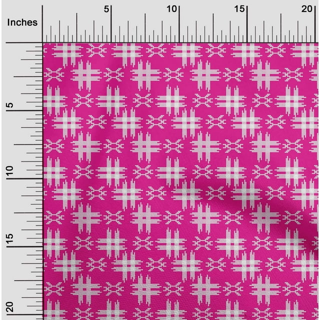 oneOone Georgette Viscose Fabric Check Kasuri Print Fabric By Yard 42 Inch Wide