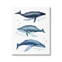 Stupell Industries Dream Discover Imagine Inspirational Typography Nautical Whales Canvas Wall Art, 24 x 30, Design by Elizabeth Tyndall
