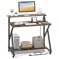 thumbnail image 1 of Costway Rolling Computer Desk with Charging Station Monitor Stand Storage Shelf for Writing Rustic Brown, 1 of 10