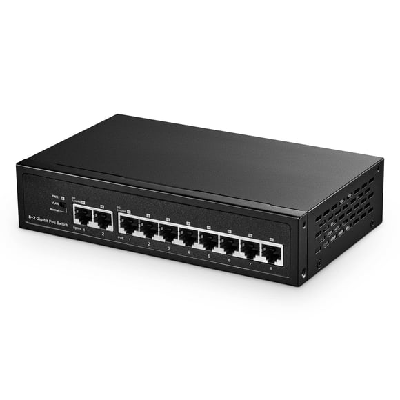 Conmutador POE Binardat 10 puertos Gigabit 8 POE+ 1000 Mbps 120 W