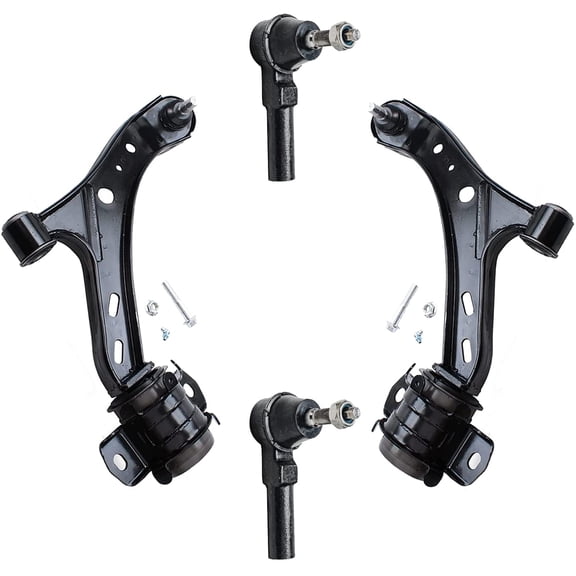 Detroit Axle - 4pc Front End Control Arms Kit for 05-10 Ford Mustang, 2 Lower Control Arms w/ Ball Joint 2 Outer Tie Rod Ends 2005 2006 2007 2008 2009 2010 Replacement