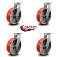 thumbnail image 2 of 12 Inch Extra Heavy Duty Red Poly on Cast Iron Wheel Swivel Caster Set of 4, 2 of 2