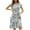 Blue, variant on IROINNID Wedding Guest Dresses For Women Loose Short-Sleeved Round Neck Printed Pleated Dress