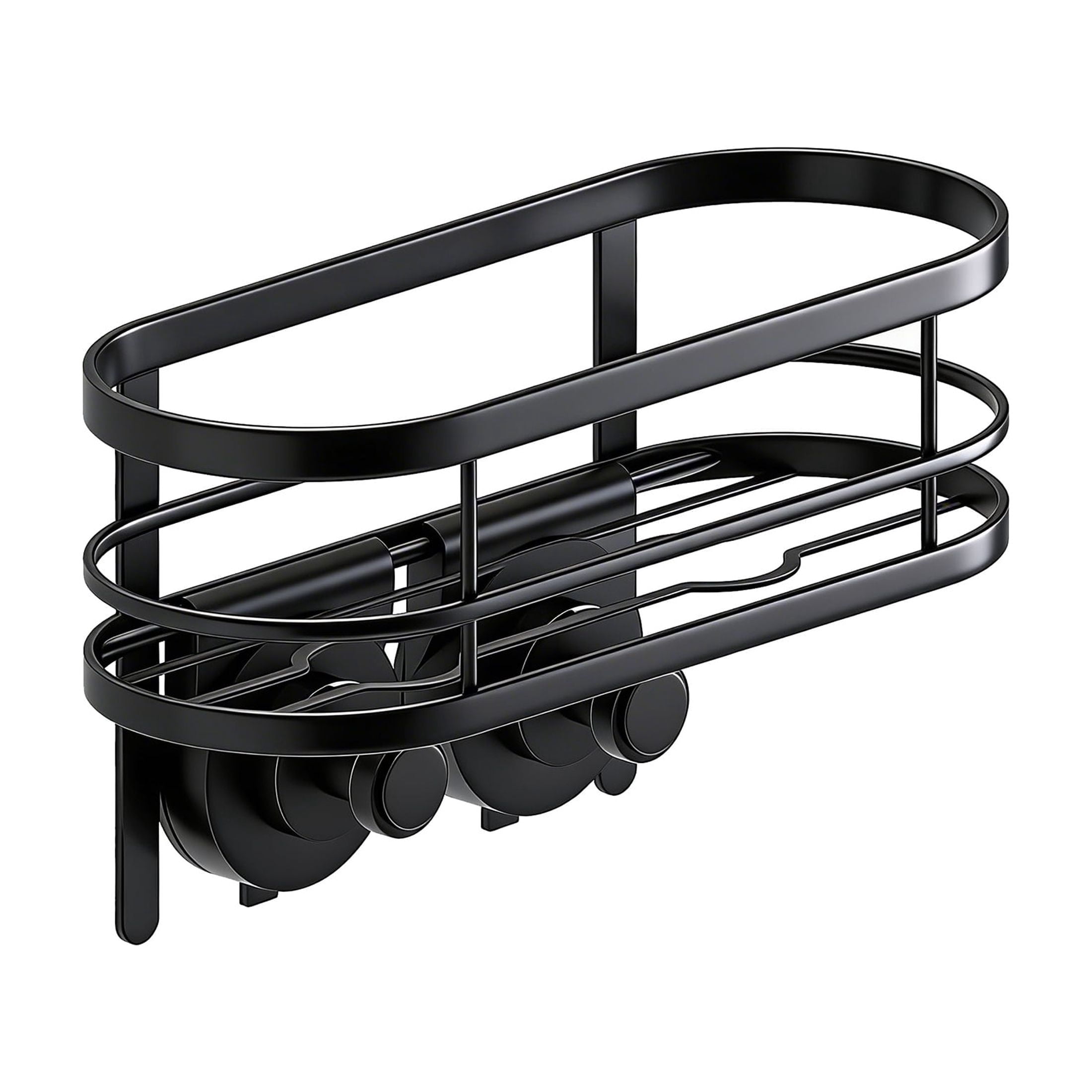 Better Homes & Gardens StyleGrip™ Suction Mount Shower Caddy with Hooks, Matte Black