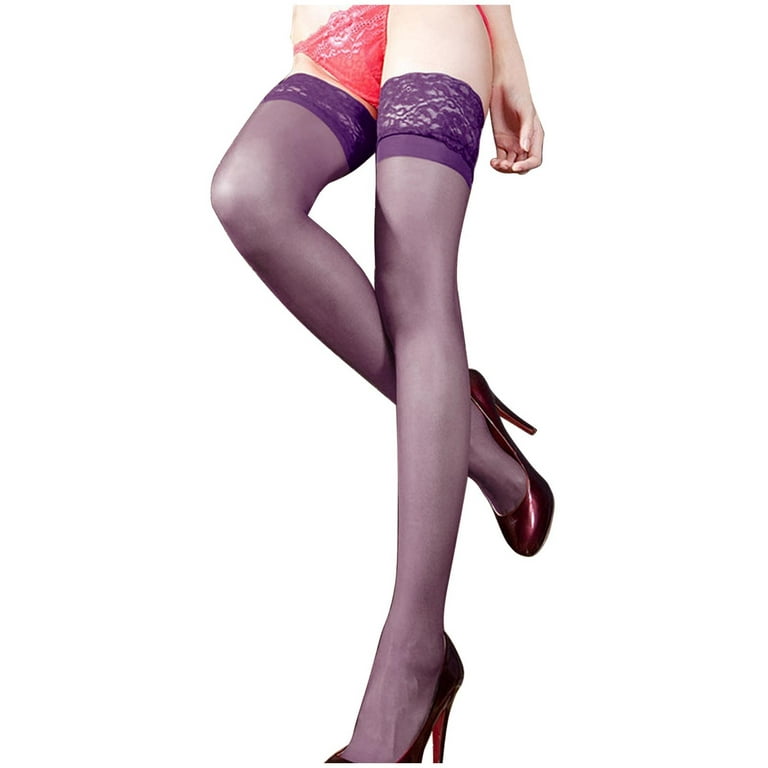 frehsky thigh high stockings cheap women sheer lace top thigh high lingerie  stockings purple 