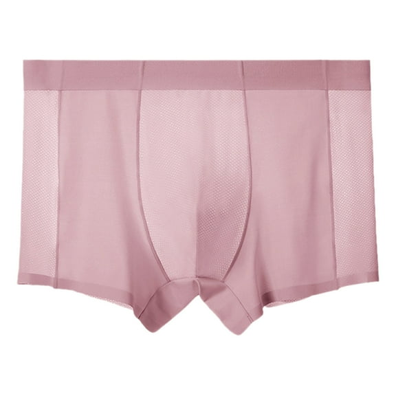 khonts,Men's Mesh Boxer Briefs Pouch Moisture Wicking Ultra Thin Soft Underwear Breathable Solid Color Cool Underpants Pink XL