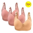 thumbnail image 2 of GERsome 3pcs Women's Plus Size Full Coverage Non Padded Wireless C Cup Bra Comfortable Everyday Bra Multi Color Available, 2 of 3