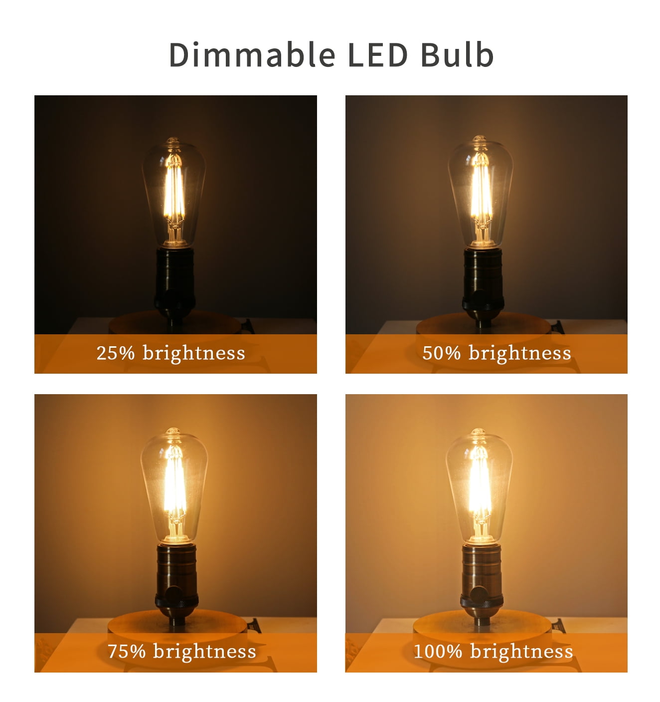 Austin Coast 12-Pack ST58 LED Bulbs, 6W (60W Equivalent), Warm White 2700K, E26 Base, Dimmable, 800 Lumens, Shatterproof