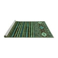 thumbnail image 2 of Ahgly Company Machine Washable Indoor Rectangle Abstract Turquoise Blue Modern Area Rugs, 7' x 10', 2 of 4