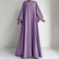 thumbnail image 2 of Womens Dresses Casual Summer Robe Long Sleeve Long Round Neck Loose Temperament Prayer Clothing Eid Ramadam Dress Loose Elegant Dress, 2 of 7