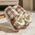 thumbnail image 4 of Checkered Booties Slippers for Women Warm Fleece Lined House Shoes Memory Foam Indoor Outdoor Plaid Fuzzy Boots, 4 of 6