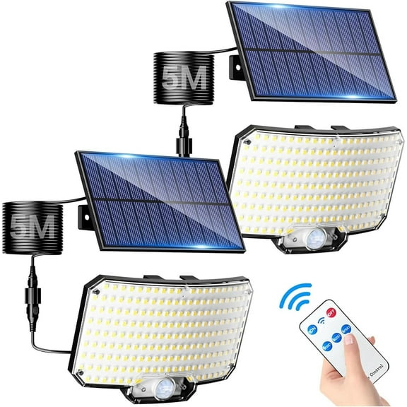 2Pack Solar Lights Outdoor PIR Motion Sensor LED Waterproof Security Garden Lamp
