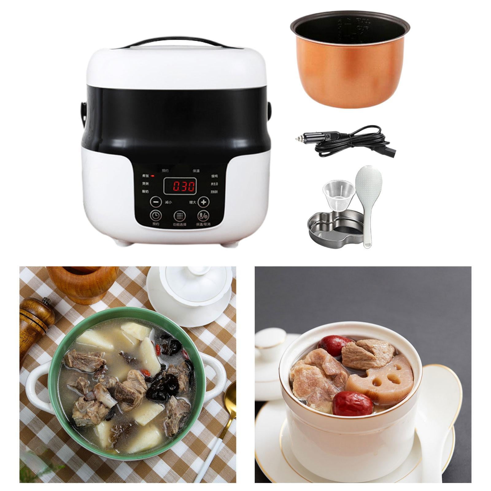 Fiocias 2L Rice Cooker Rice Cooker for Car with Service Spoon Multipurpose Portable Meal 12V for Cars