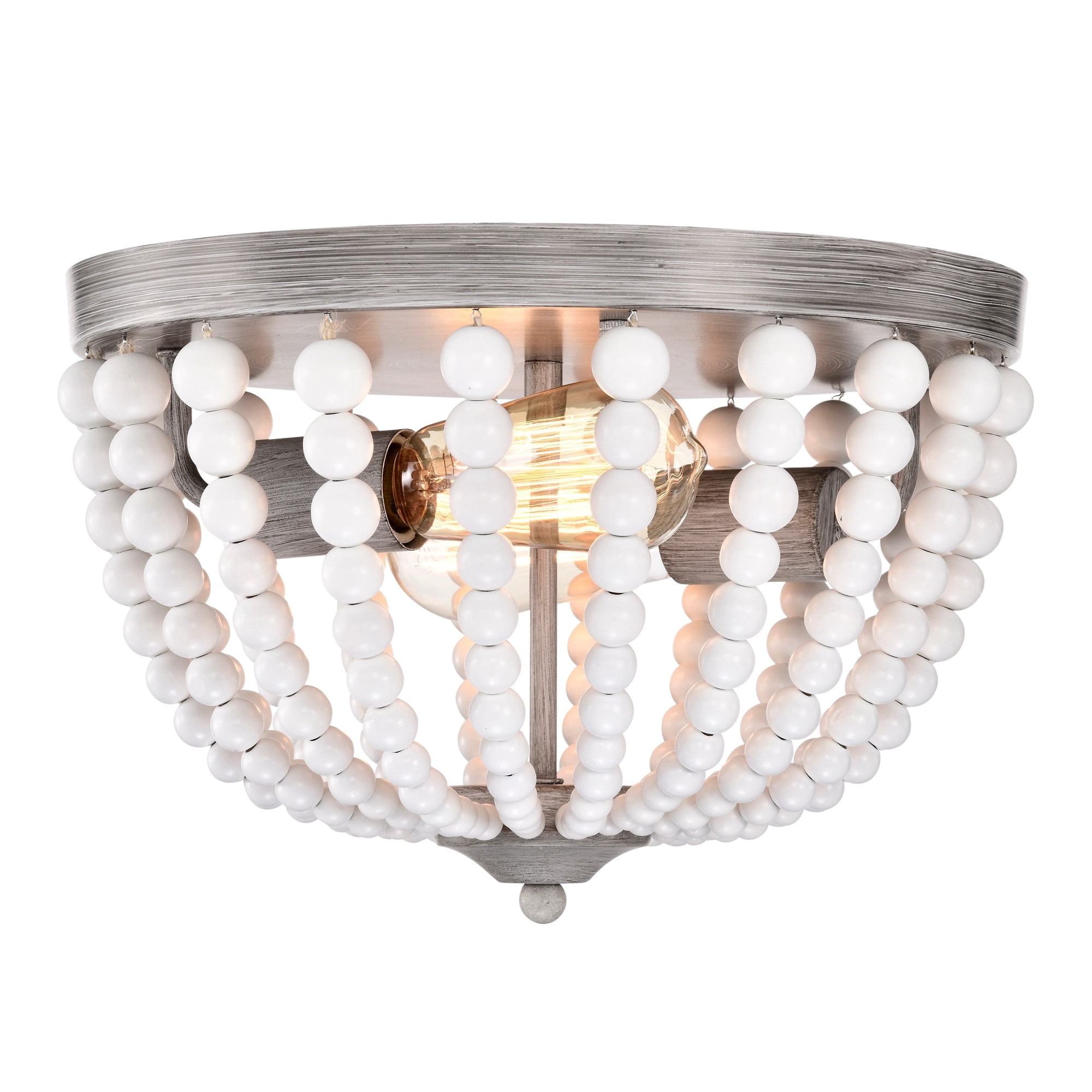 Warehouse of Tiffany Monic 13 Inch White Beads Flush Mount 2-Light