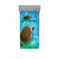thumbnail image 2 of Ocean Bedding Set with Sheet & Covers, Turtle Family Swimming in Ocean Bubbles Underwater World Cartoon Fun Artwork, Printed Bedroom Decor 2 Shams, 4 Sizes, Green Blue Brown, by Ambesonne, 2 of 3