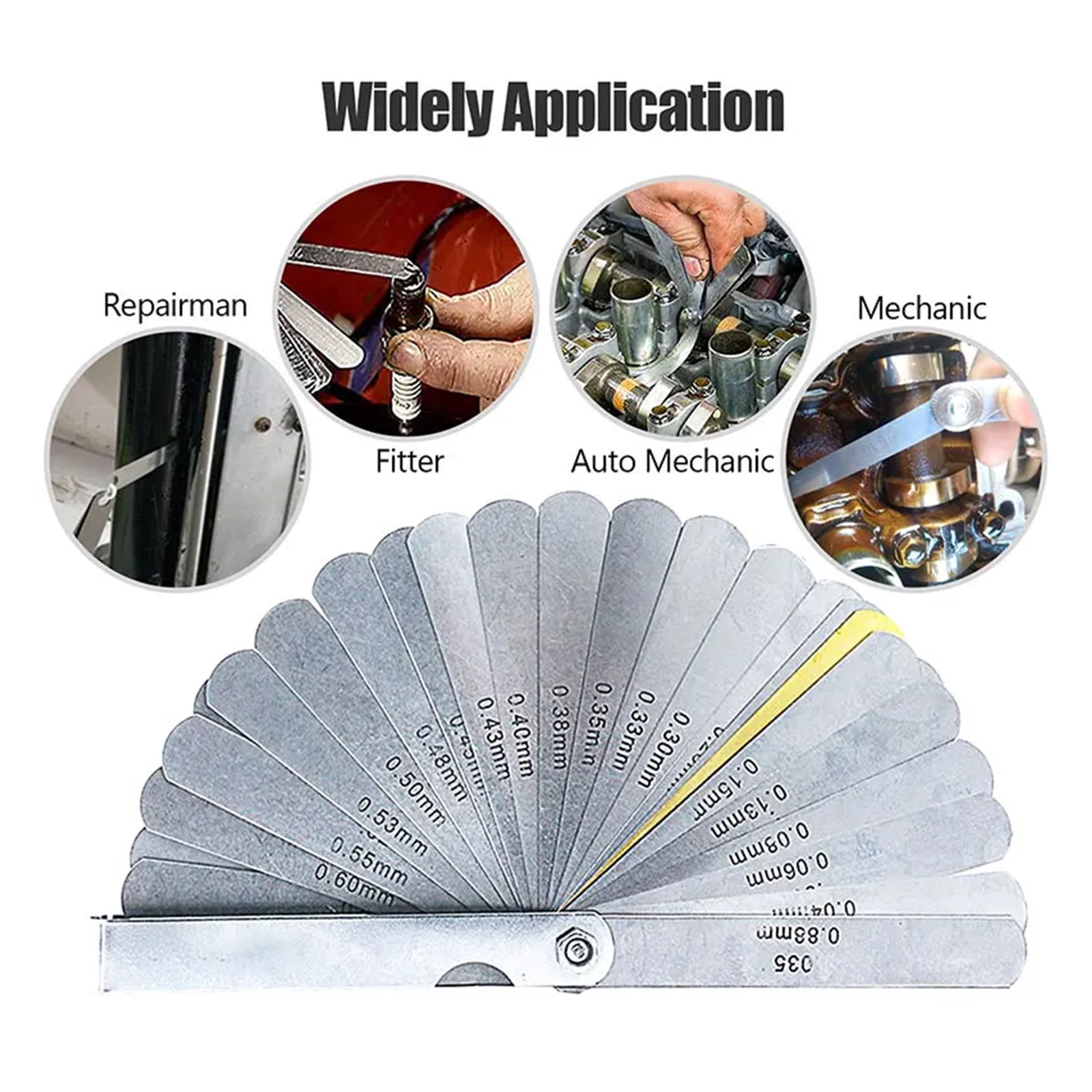 New 32 Blades Feeler Gauge Accuracy 0.04-0.88mm Thickness Gap Gauges Stainless Steel Feeler Metric English units Gap Measuring Tool ,Corrosion-Resistant