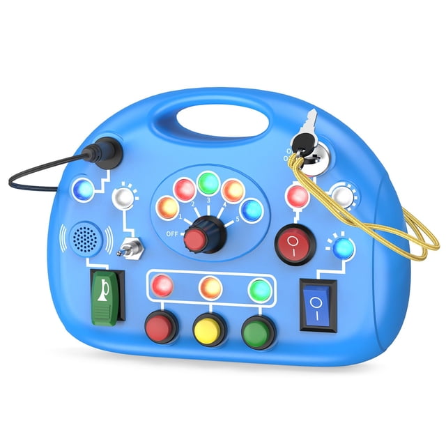 Montessori Busy Board JIWORT con luz LED de más de 1 año, azul
