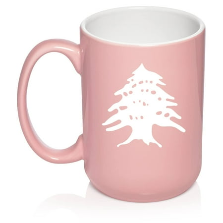 

Cedar Tree Lebanon Lebanese Ceramic Coffee Mug Tea Cup Gift for Her Him Women Men Sister Brother Friend Mom Dad Grandma Grandpa Daughter Son Birthday Hiking Nature (15oz Light Pink)
