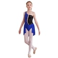 thumbnail image 3 of YIZYIF Kids Girls Sequins Figure Skating Dress One Shoulder Dance Gymnastics Competition Leotard Dress Royal Blue 12, 3 of 7