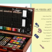 Xueyu All in One 140 PCS Wooden Art Supplies Set with Drawer, Unleash Your Creativity with a Diverse Array of Premium Tools, Including Brushes, Crayons and Watercolors for Every Artistic Endeavor