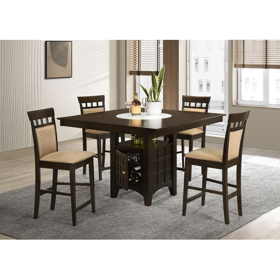 Coaster Gabriel 5-Piece Upholstered-Back Counter Height Dining Set, Cappuccino