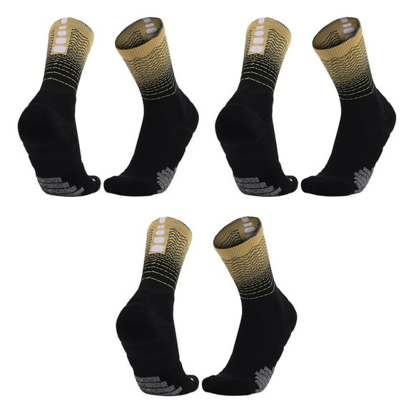 3 piece Elite Basketball socks Buffer sports Outdoor sports socks for men and women,Black gold