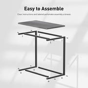 C Shape End Table, Sofa Table TV Tray Table for couch ,Side Table for Living Room,Bedroom ,Metal Frame c table(Gray)