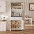 thumbnail image 5 of Acekid 72" Pantry Cabinet with Storage Drawers, Tall Kitchen Pantry Cabinet with 2 Glass Doors, Farmhouse Kitchen Hutch for Living Room, Dining Room, White, 5 of 8