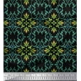 thumbnail image 1 of Soimoi Black Poly Georgette Fabric Vector Design Damask Print Fabric by Yard 52 Inch Wide, 1 of 3