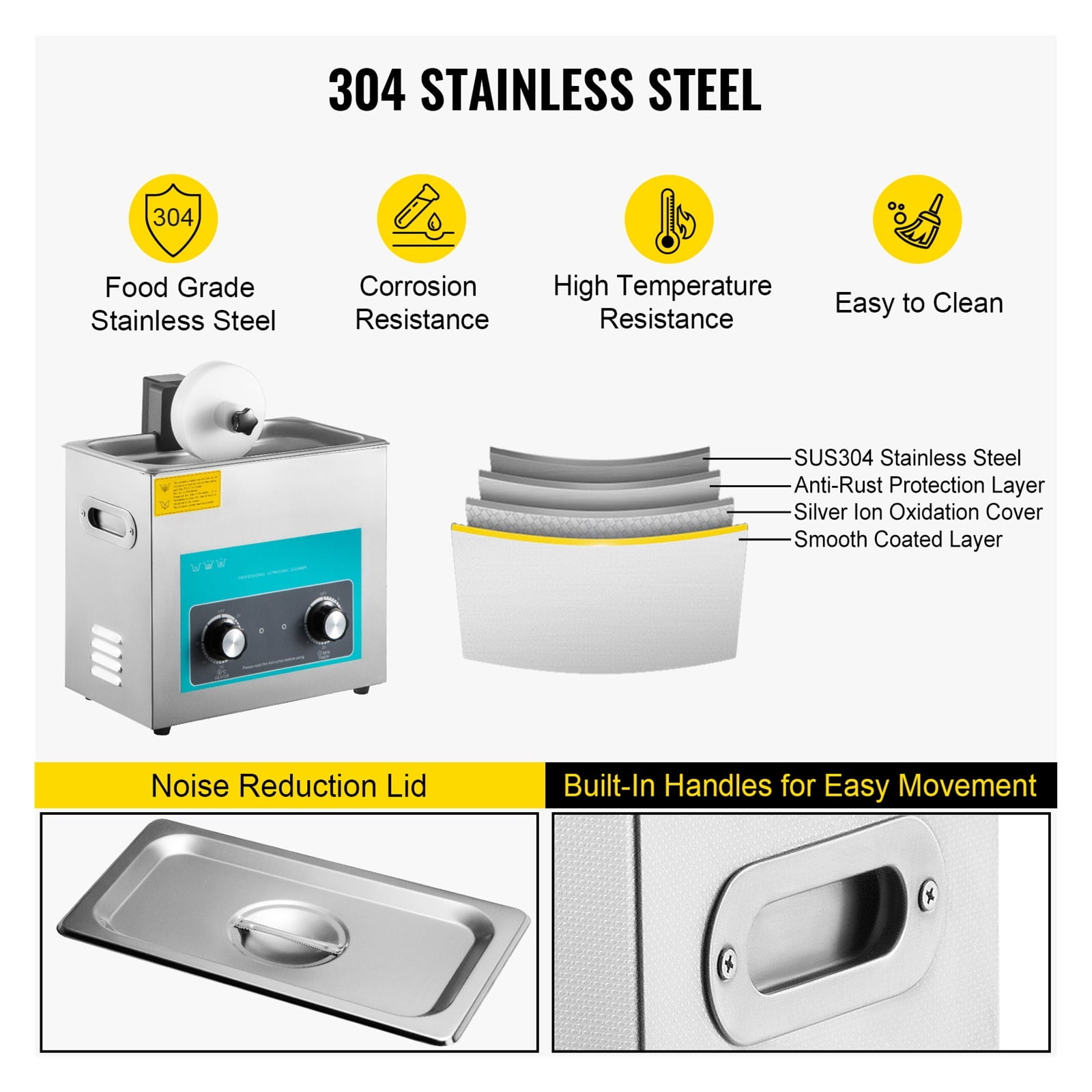 6L Knob Ultrasonic Vinyl Record Cleaner Mini Portable Washing Machine Ultrasound Dishwasher Contact Lenses Jewelry