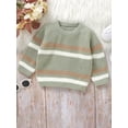 thumbnail image 3 of FOCUSNORM Chandail d'Automne pour Garçon Fille Rayé Manches Longues Col Rond Tricot Épais, 3 of 8