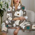 thumbnail image 6 of Pajama Sets for Women 2 Pcs, envelope Pattern travel Button Down Long Sleeve Sleepwear Lounge PJ Sets, 6 of 6