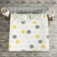 thumbnail image 3 of Ambesonne Moroccan Quilted Bedspread Set 3 Pcs, Sun Flowers Dots, King Size, Pale Grey Black, 3 of 3