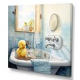 thumbnail image 2 of Designart "Yellow Duck in Bathroom Dip III" Animals Wall Art - Modern Blue Coyote Hallway Wall Art Decor, 2 of 6